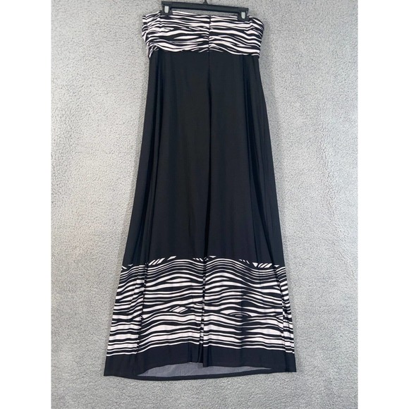 Chico's Dress Womens 2 Black White Zebra Strapless Maxi Back Zip Stretch - Picture 2 of 13
